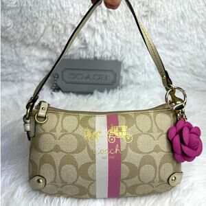 COACH y2k Stripe Pink White Tan Mini Purse Wristlet